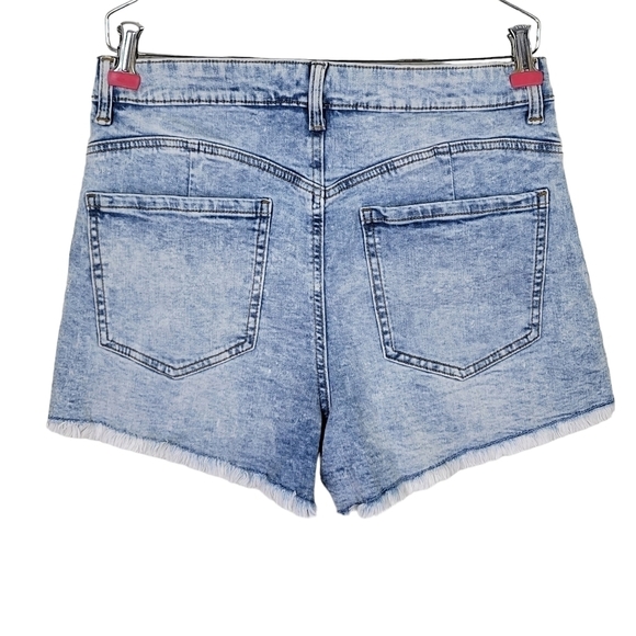 Ariya Jean Shorts Women Size 11/30 Curvy High Rise Raw Frayed Hem Denim New - Picture 2 of 13